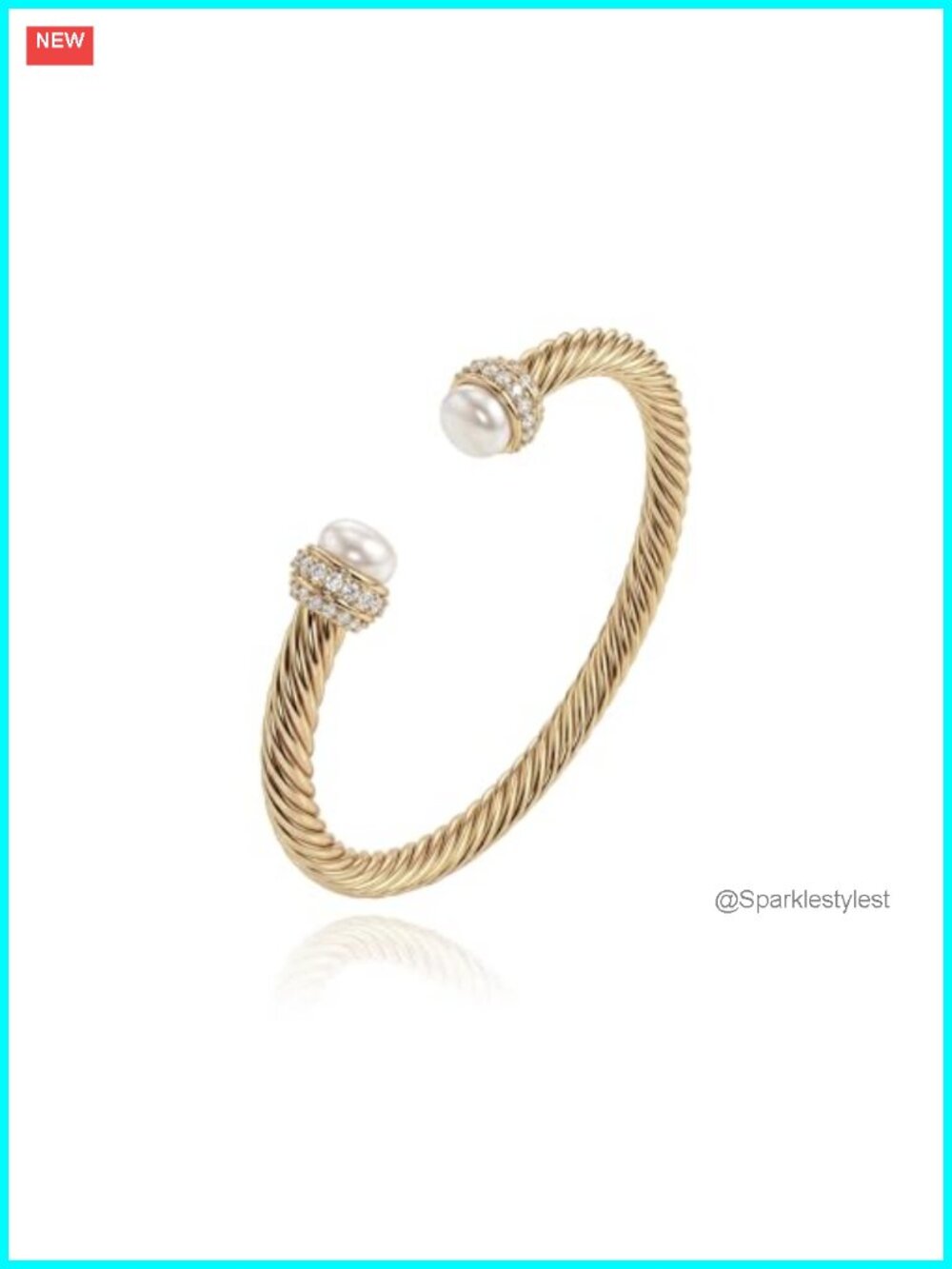 14K Gold Plated Open Cuff Bangle Bracelet Adjustable Twisted Cable Dainty